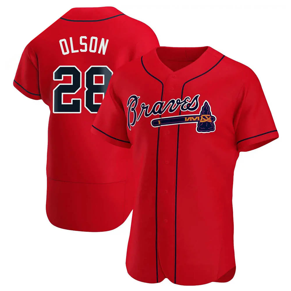 Punc A.Braves #28 Matt Olson Player Red Authentic Alternate Stitched Jerseys