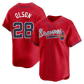 Punc A.Braves #28 Matt Olson Player Red Limited Alternate Stitched Jerseys