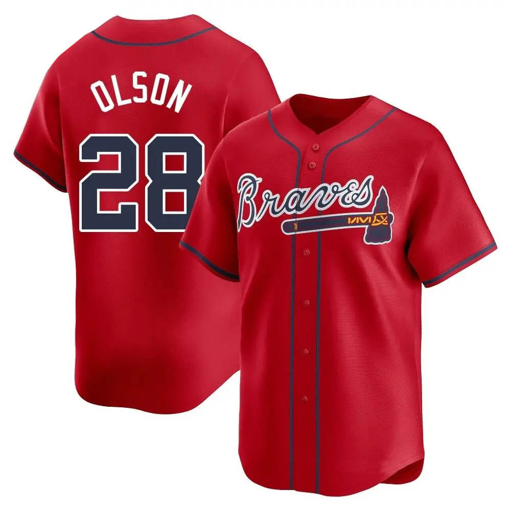 Punc A.Braves #28 Matt Olson Player Red Limited Alternate Stitched Jerseys