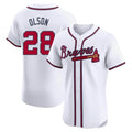 Punc A.Braves #28 Matt Olson Player White Elite Home Stitched Jerseys