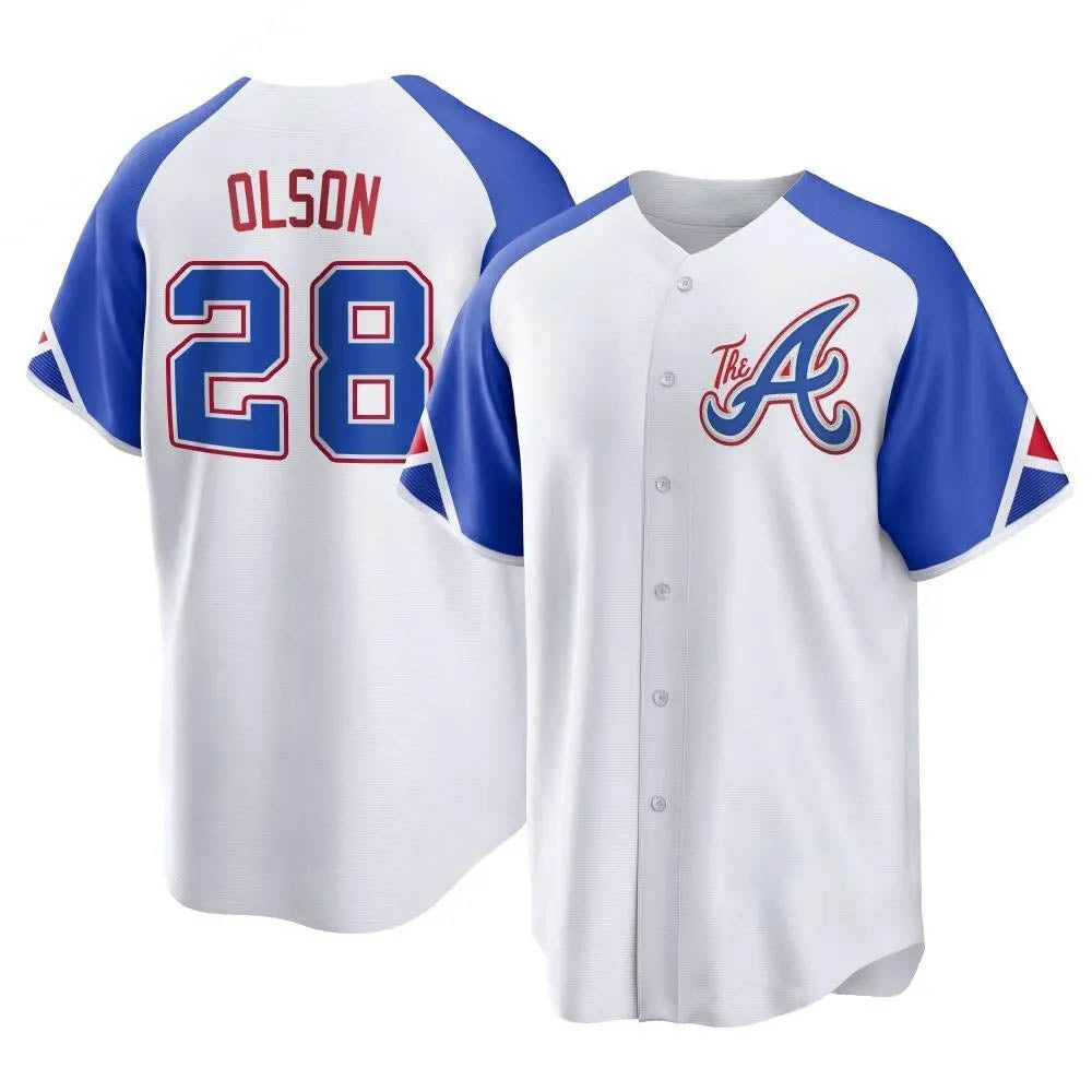 Punc A.Braves #28 Matt Olson Player White Replica City Connect Stitched Jerseys
