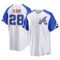 Punc A.Braves #28 Matt Olson Player White Replica City Connect Stitched Jerseys