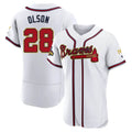Punc A.Braves #28 Matt Olson Player White&Gold Authentic Program Stitched Jerseys