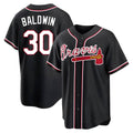 Punc A.Braves #30 Drake Baldwin player Black Replica Fashion Out Stitched Jerseys