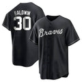 Punc A.Braves #30 Drake Baldwin player Black&White Replica Stitched Jerseys