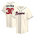 Punc A.Braves #30 Drake Baldwin player Cream Replica Alternate Stitched Jerseys