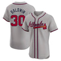 Punc A.Braves #30 Drake Baldwin player Gray Elite Road Stitched Jerseys