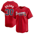 Punc A.Braves #30 Drake Baldwin player Red Limited Alternate Stitched Jerseys