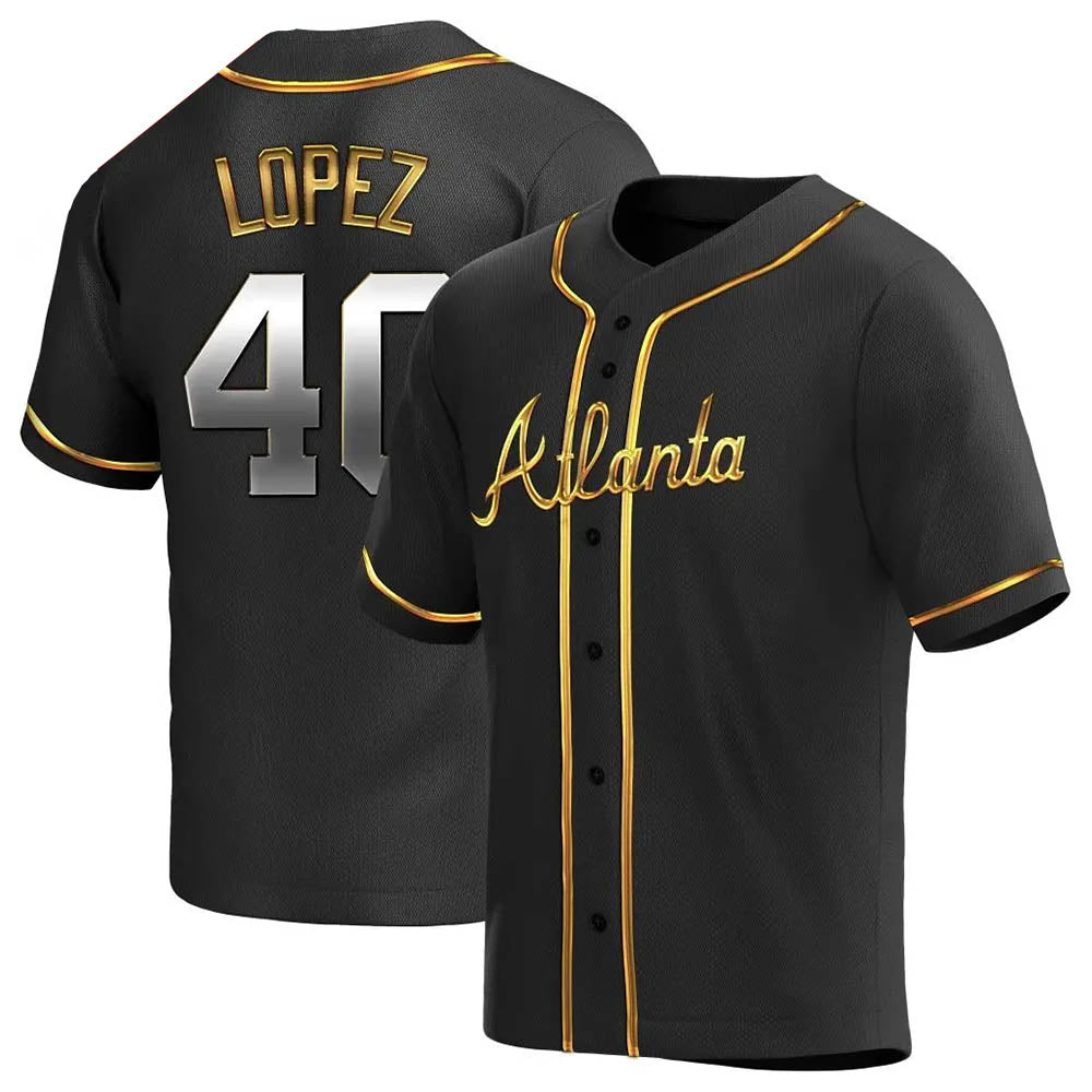 Punc A.Braves #40 Reynaldo Lopez player Black & Gold Replica en Alternate Stitched Jerseys