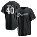 Punc A.Braves #40 Reynaldo Lopez player Black&White Replica Stitched Jerseys