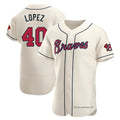 Punc A.Braves #40 Reynaldo Lopez player Cream Authentic Alternate Stitched Jerseys