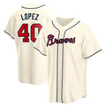 Punc A.Braves #40 Reynaldo Lopez player Cream Replica Alternate Stitched Jerseys