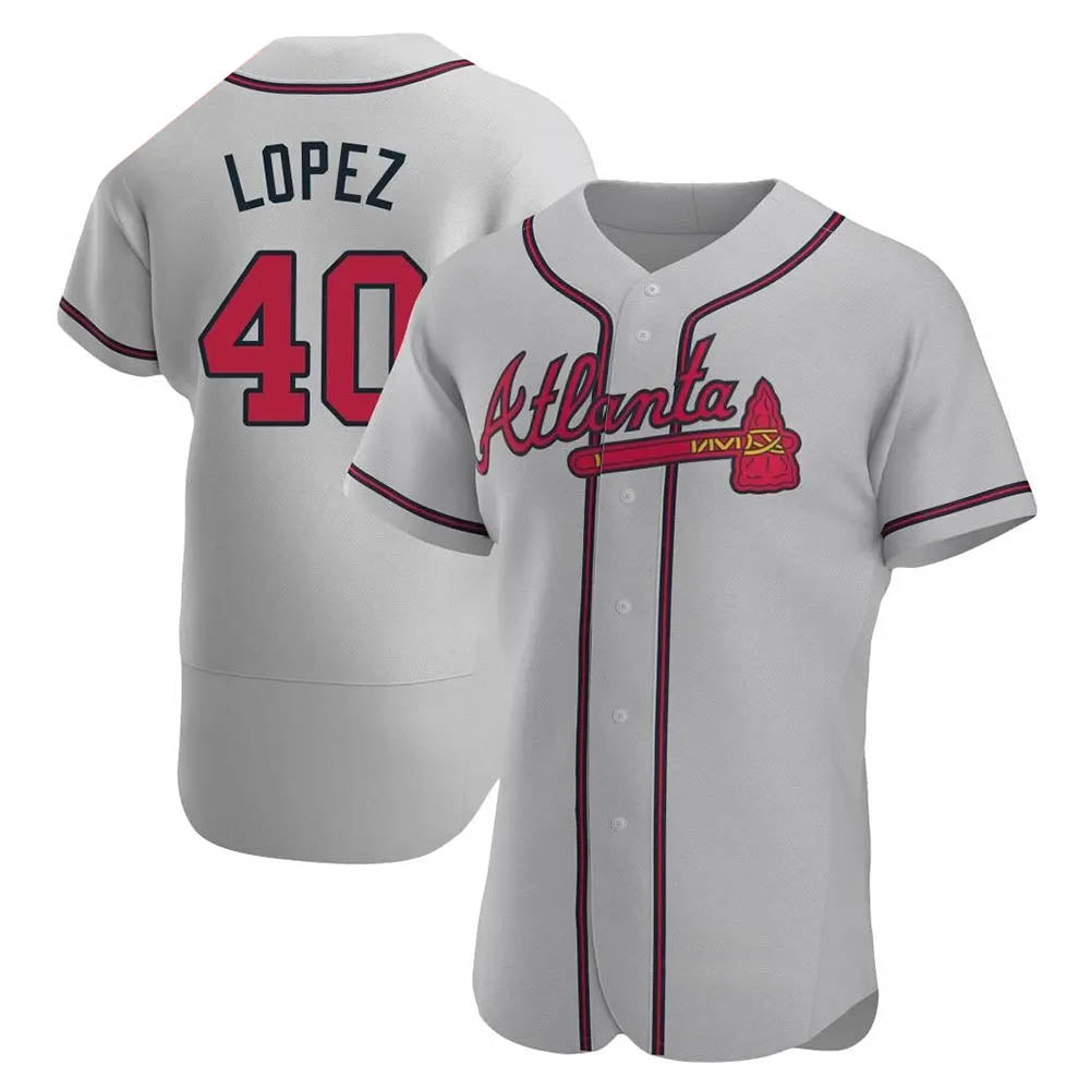 Punc A.Braves #40 Reynaldo Lopez player Gray Authentic Road Stitched Jerseys