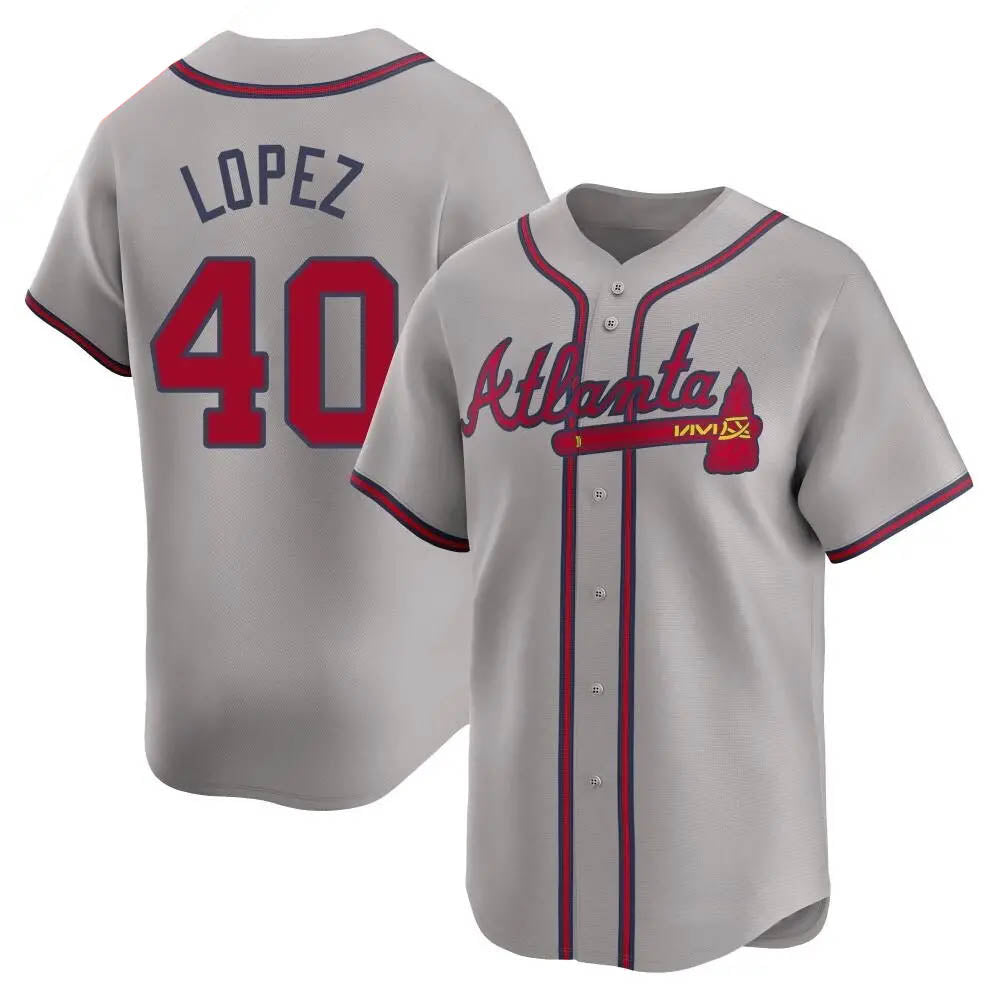 Punc A.Braves #40 Reynaldo Lopez player Gray Limited Away Stitched Jerseys