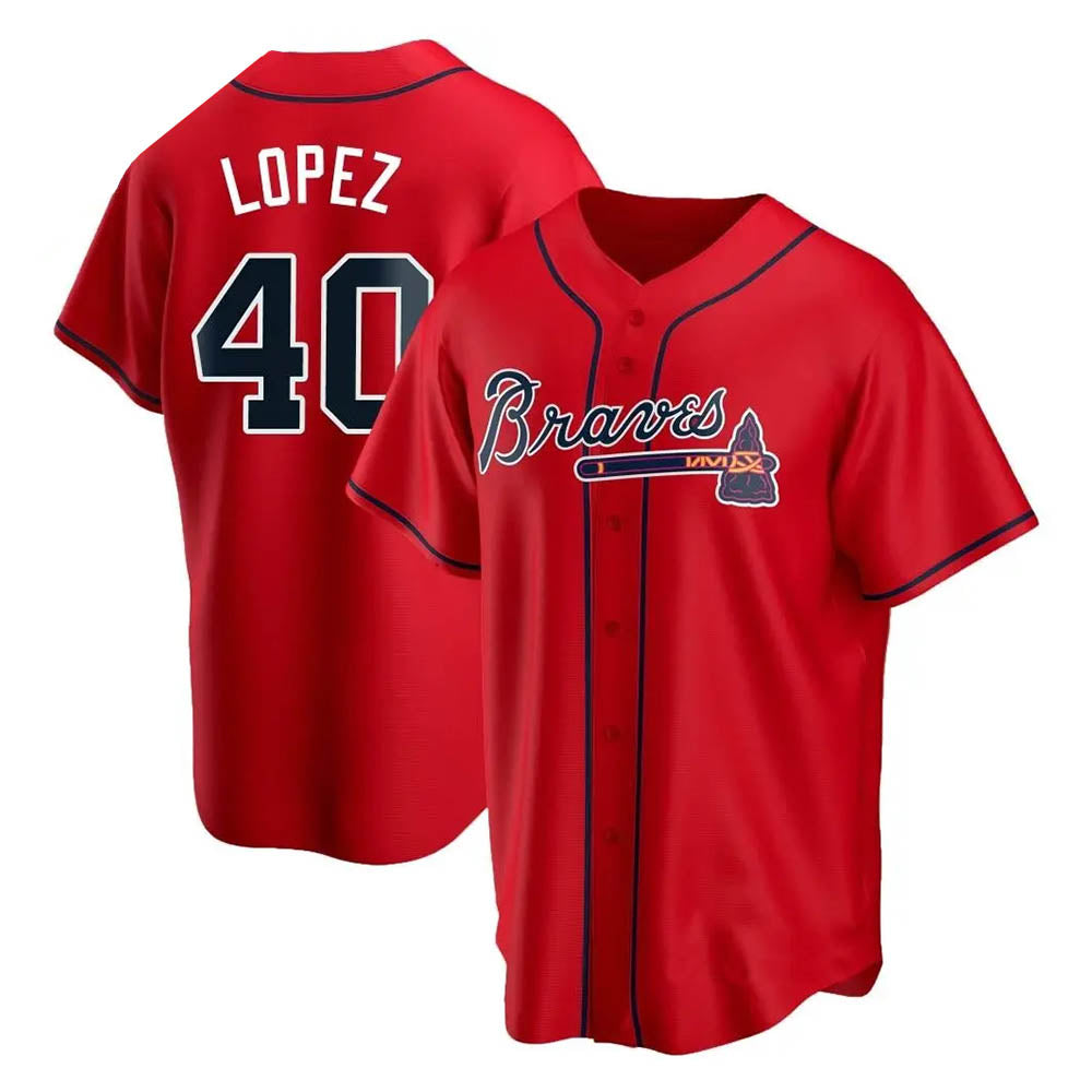 Punc A.Braves #40 Reynaldo Lopez player Red Replica Alternate Stitched Jerseys