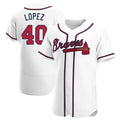 Punc A.Braves #40 Reynaldo Lopez player White Authentic Home Stitched Jerseys