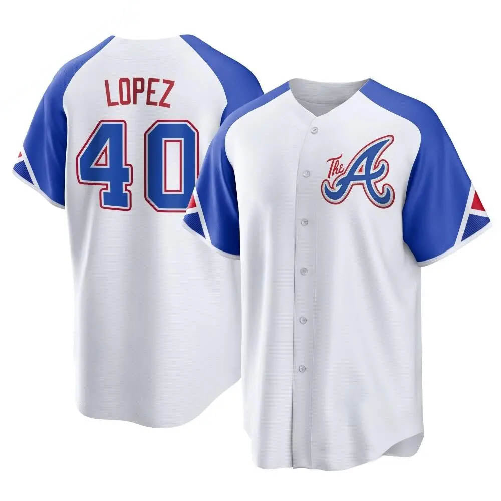 Punc A.Braves #40 Reynaldo Lopez player White Replica City Connect Stitched Jerseys