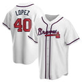 Punc A.Braves #40 Reynaldo Lopez player White Replica Home Stitched Jerseys