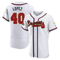 Punc A.Braves #40 Reynaldo Lopez player White&Gold Authentic Program Stitched Jerseys