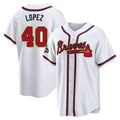 Punc A.Braves #40 Reynaldo Lopez player White&Gold Replica Program Stitched Jerseys