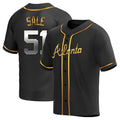 Punc A.Braves #51 Chris Sale Player Black Golden Alternate Replica Stitched Jerseys