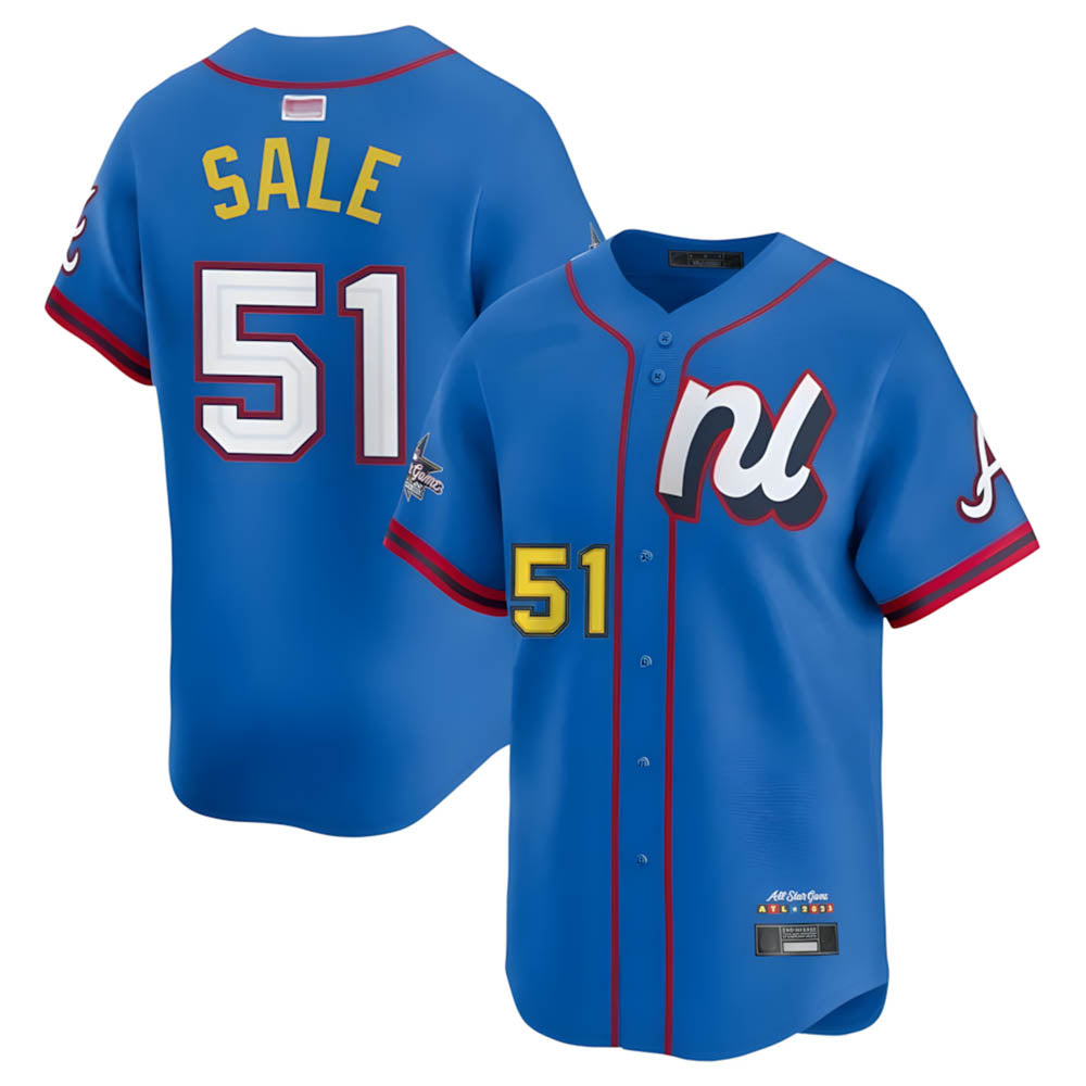 Punc A.Braves #51 Chris Sale Player Blue National League Limited Stitched Jerseys