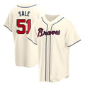 Punc A.Braves #51 Chris Sale Player Cream Alternate Replica Stitched Jerseys