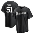 Punc A.Braves #51 Chris Sale Player White&Black Replica Stitched Jerseys