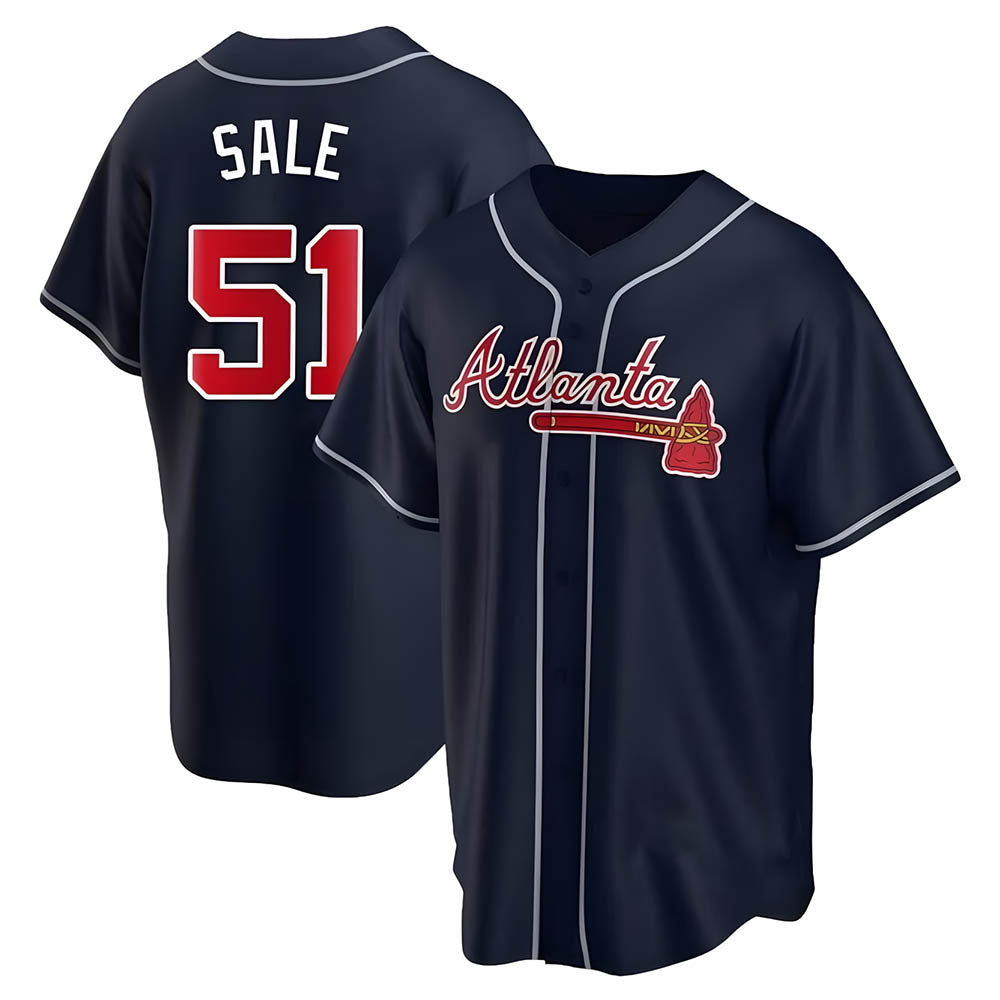 Punc A.Braves #51 Chris Sale Player Navy City Connect Stitched Jerseys
