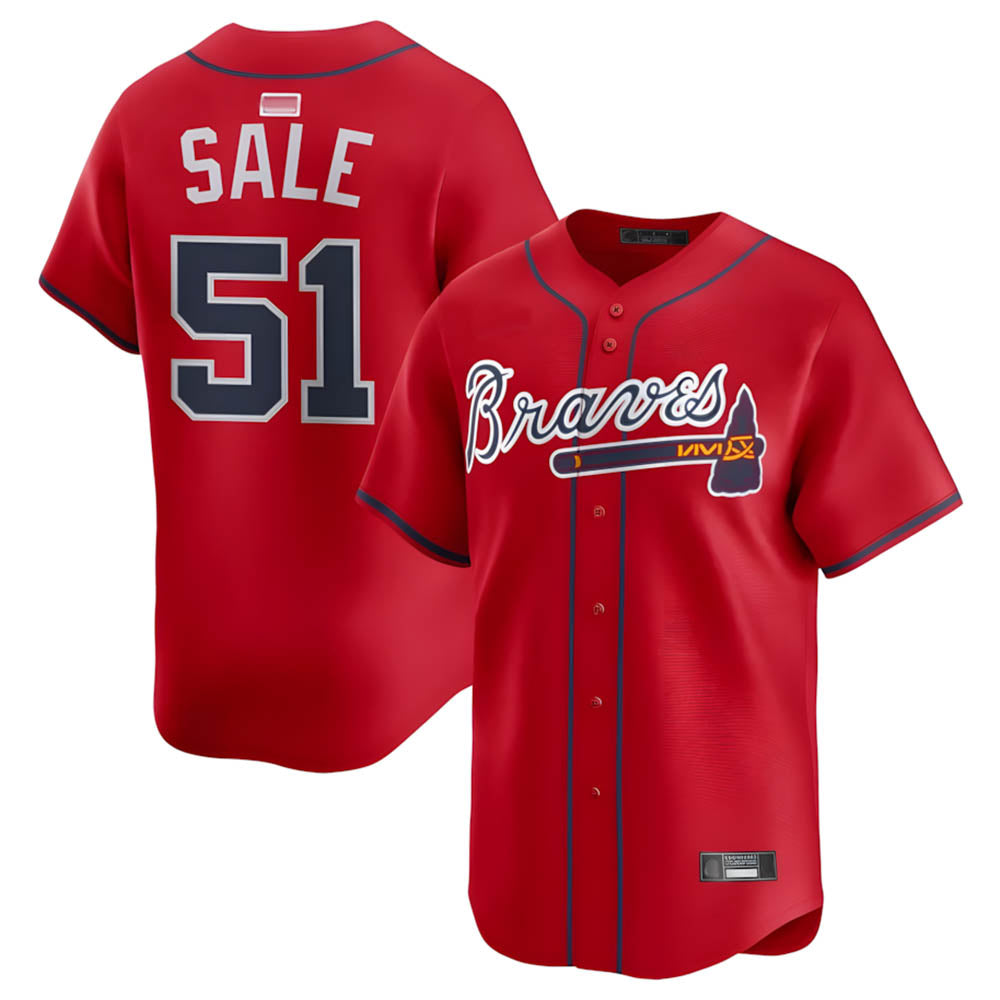 Punc A.Braves #51 Chris Sale Player Red Alternate Limited Stitched Jerseys