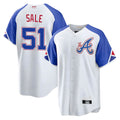 Punc A.Braves #51 Chris Sale Player White City Connect Limited Stitched Jerseys