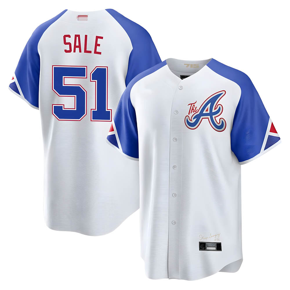 Punc A.Braves #51 Chris Sale Player White City Connect Limited Stitched Jerseys