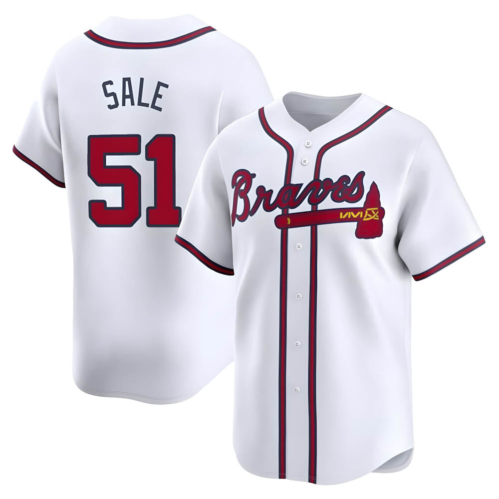 Punc A.Braves #51 Chris Sale Player White Limited Home Stitched Jerseys
