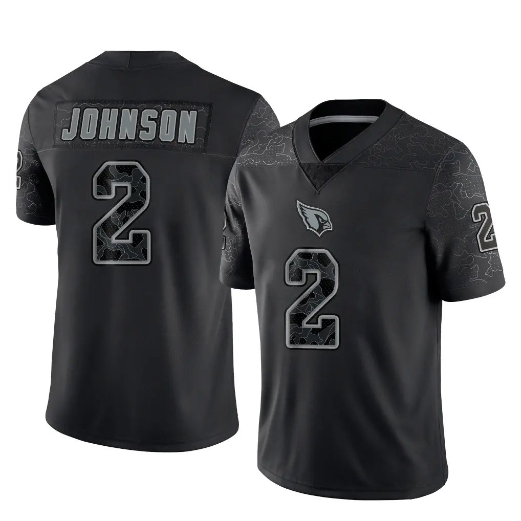 Punc A.Cardinals #2 Will Johnson Player Black RFLCTV Limited Home Game Stitched Jerseys