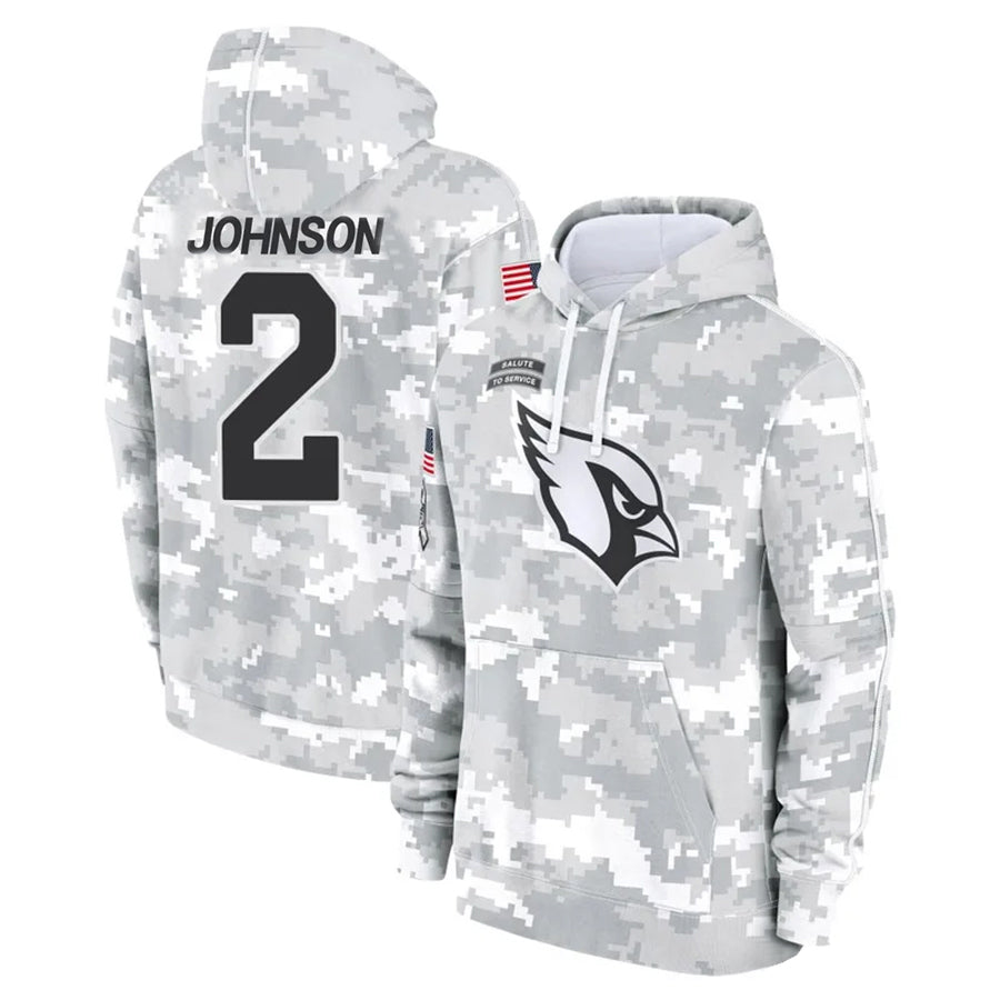 Punc A.Cardinals #2 Will Johnson Player Camo Salute to Service Hoodies Stitched Jerseys