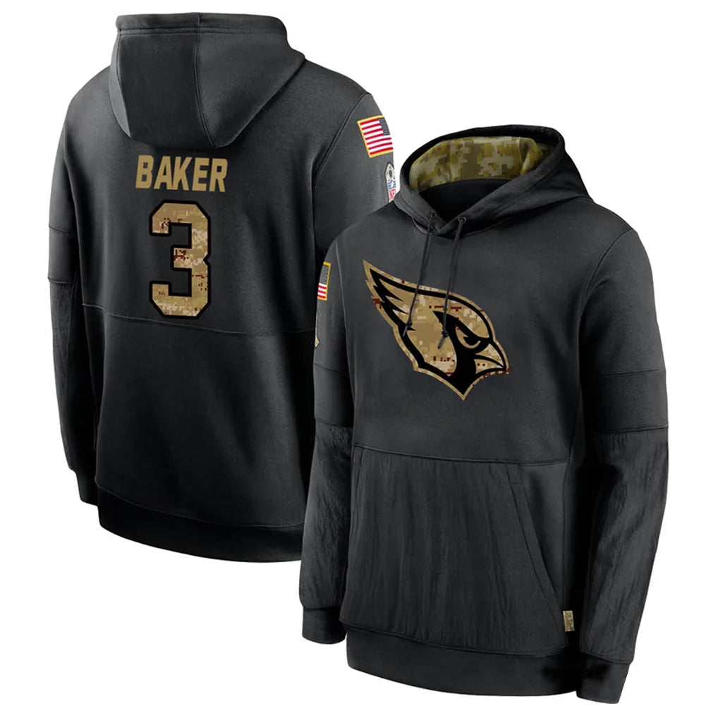 Punc A.Cardinals #3 Budda Baker Player Black Salute to Service Limited Hoodie Stitched  Jerseys