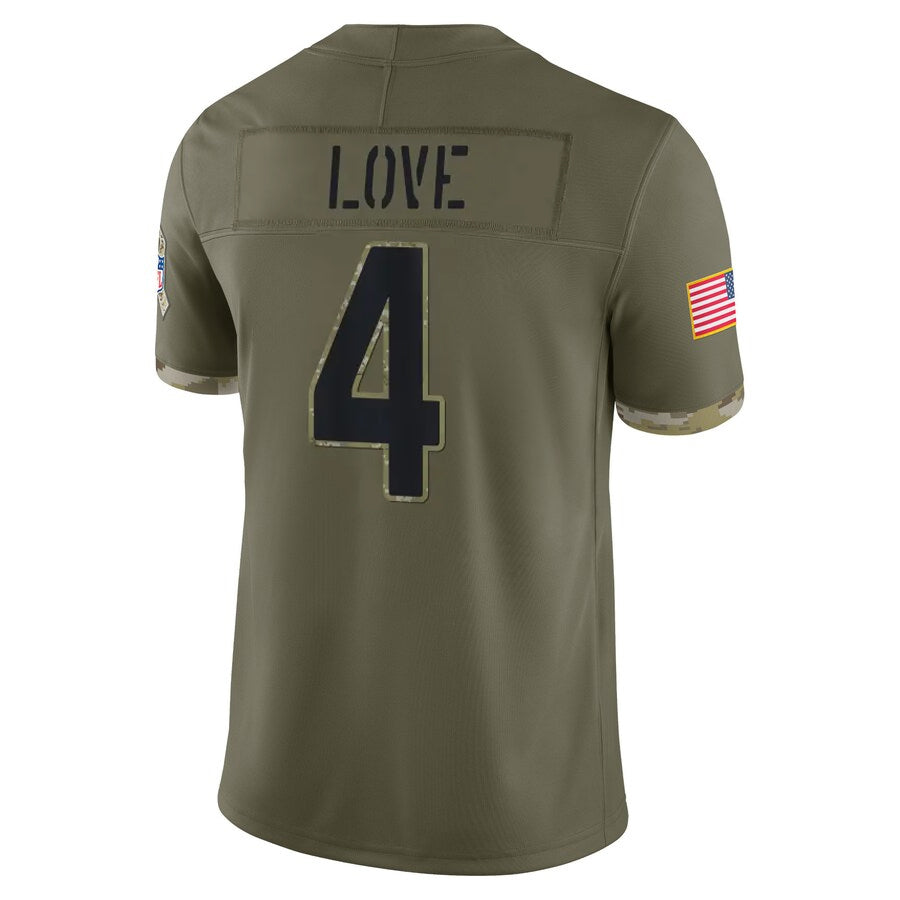 Punc A.Cardinals #4 Jeremiyah Love Player Olive Salute To Service Limited Home Game Stitched Jerseys