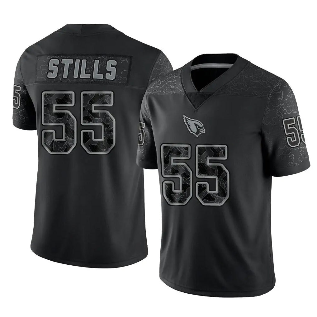 Punc A.Cardinals #55 Dante Stills Player Black RFLCTV Limited Home Game Stitched Jerseys