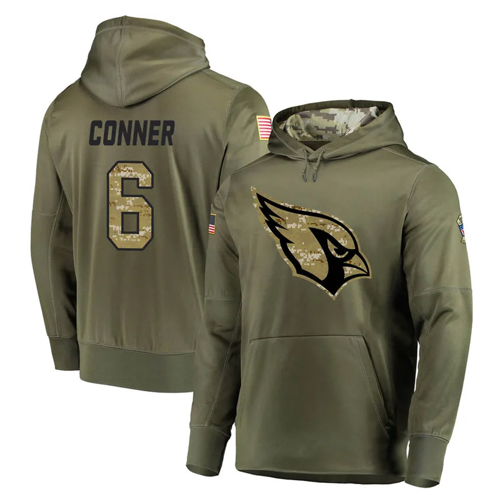 Punc A.Cardinals #6 James Conner Player Olive Salute to Service Limited Hoodie Stitched Jerseys