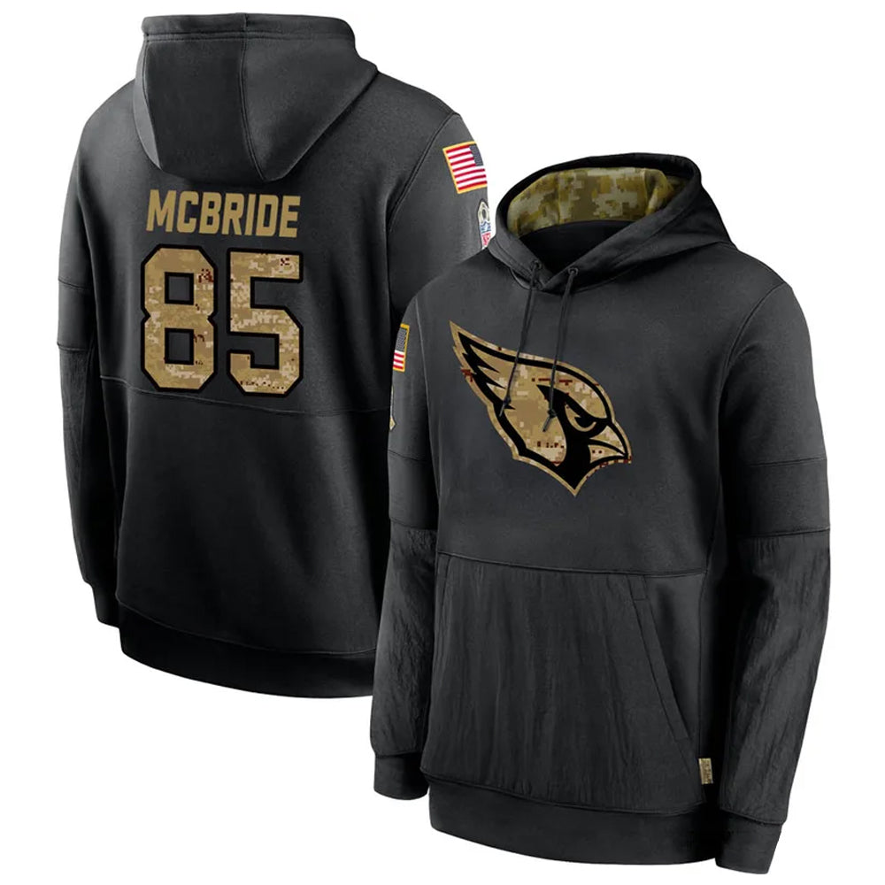 Punc A.Cardinals #85 Trey McBride Player Black Salute to Service Hoodies Stitched Jerseys