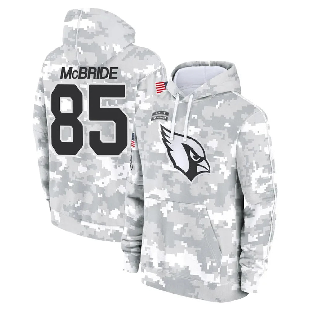 Punc A.Cardinals #85 Trey McBride Player Camo Salute to Service Hoodies Stitched Jerseys