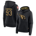 Punc A.Cardinals #93 Calais Campbell Player Black Salute to Service Hoodies Stitched Jerseys