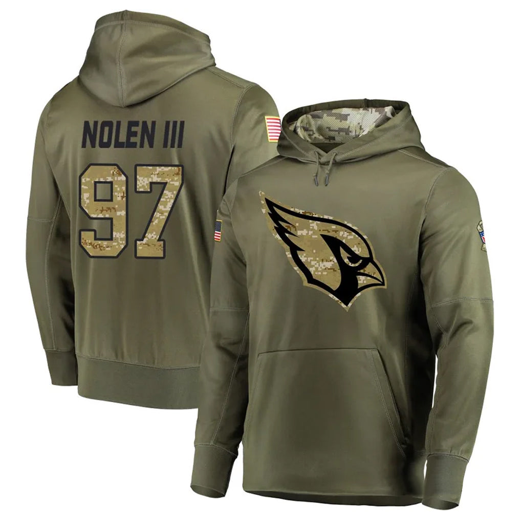 Punc A.Cardinals #97 Walter Nolen Player Olive Salute to Service Limited Hoodies Stitched Jerseys