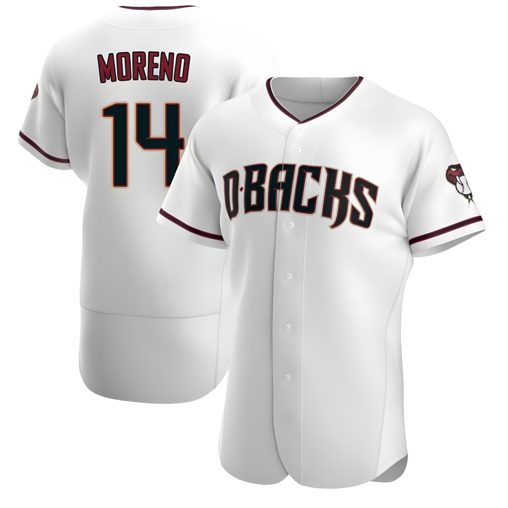 Punc A.Diamondbacks #14 Gabriel Moreno Player White Crimson Home Stitched Jerseys