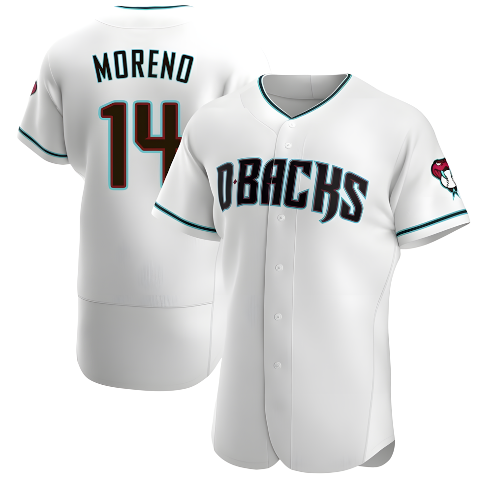 Punc A.Diamondbacks #14 Gabriel Moreno Player White Teal Alternate Stitched Jerseys
