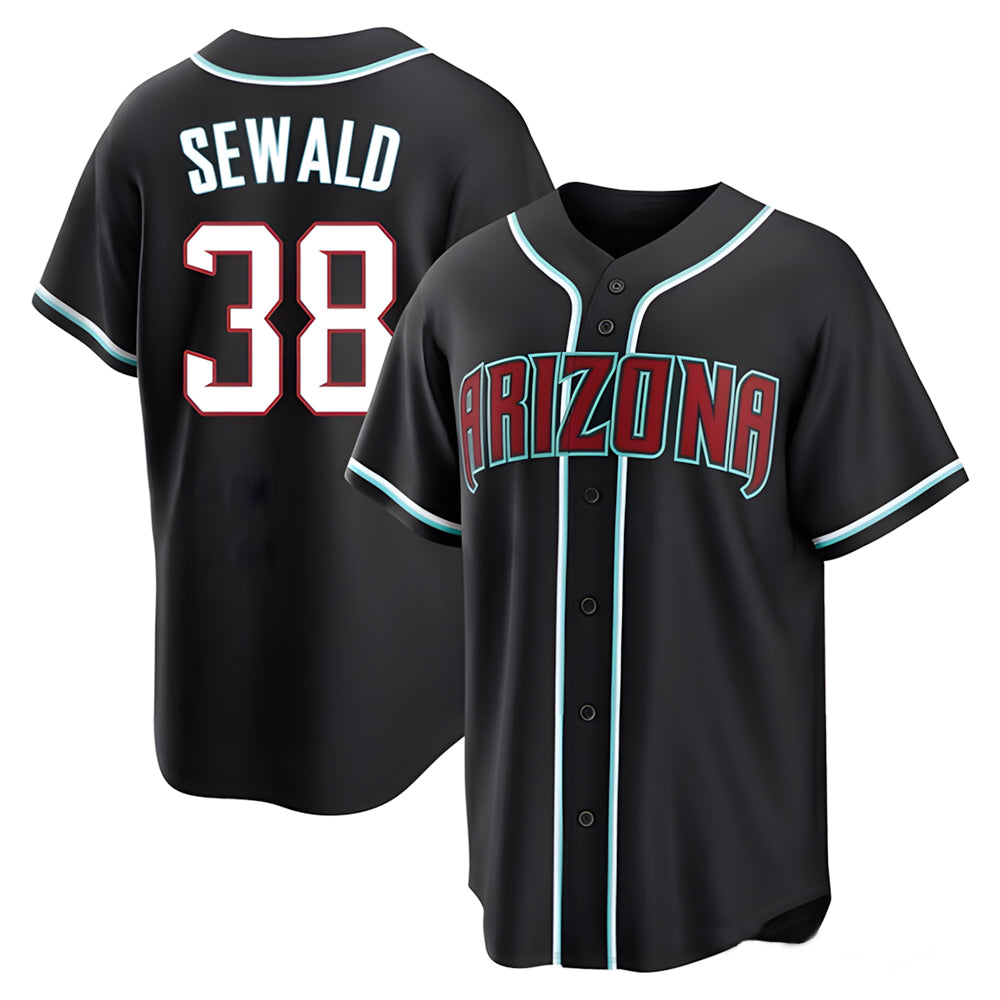 Punc A.Diamondbacks #38 Paul Sewald Player Black Replica Fashion Out Stitched Jersey