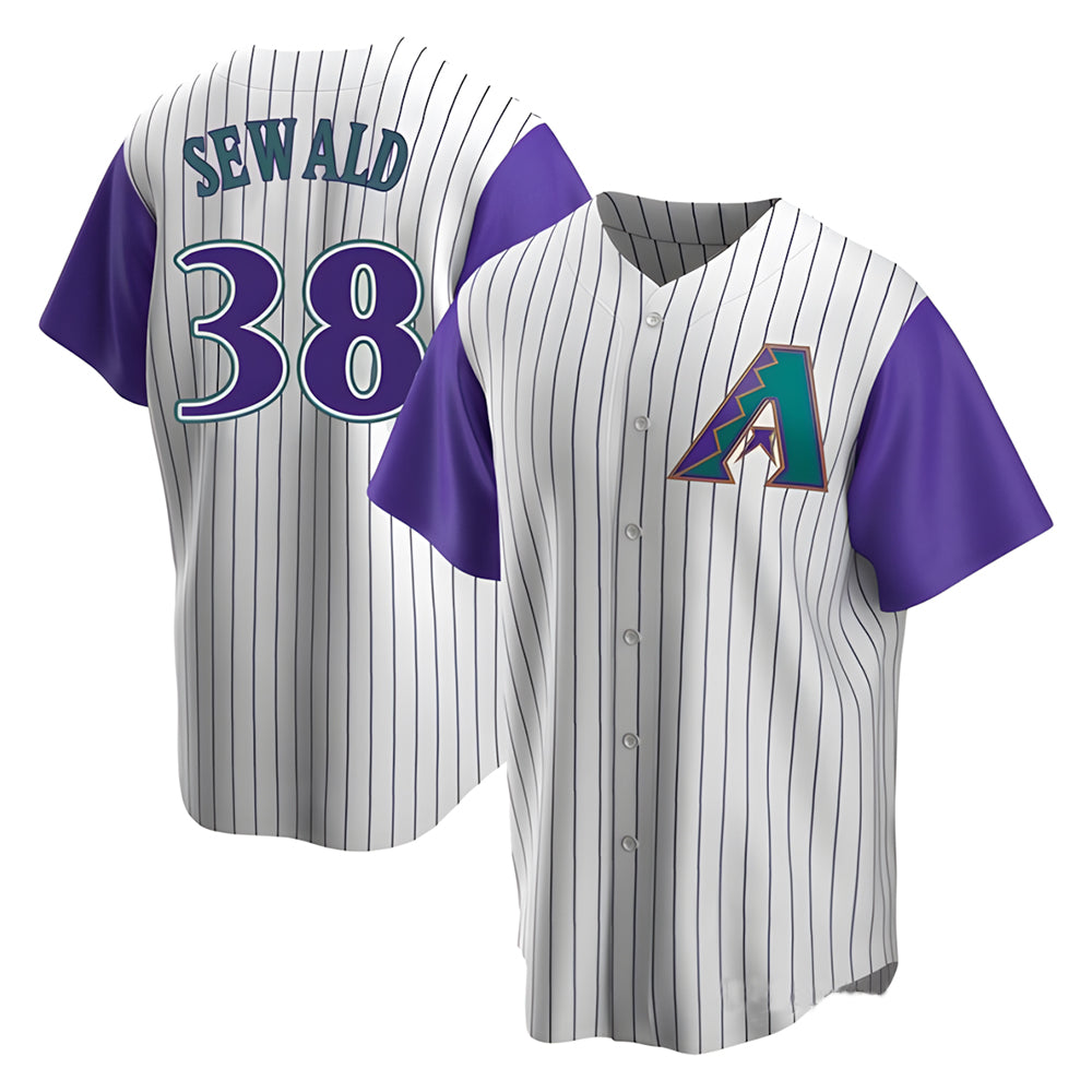 Punc A.Diamondbacks #38 Paul Sewald Player Cream Purple Alternate Cooperstown Collection Stitched Jersey