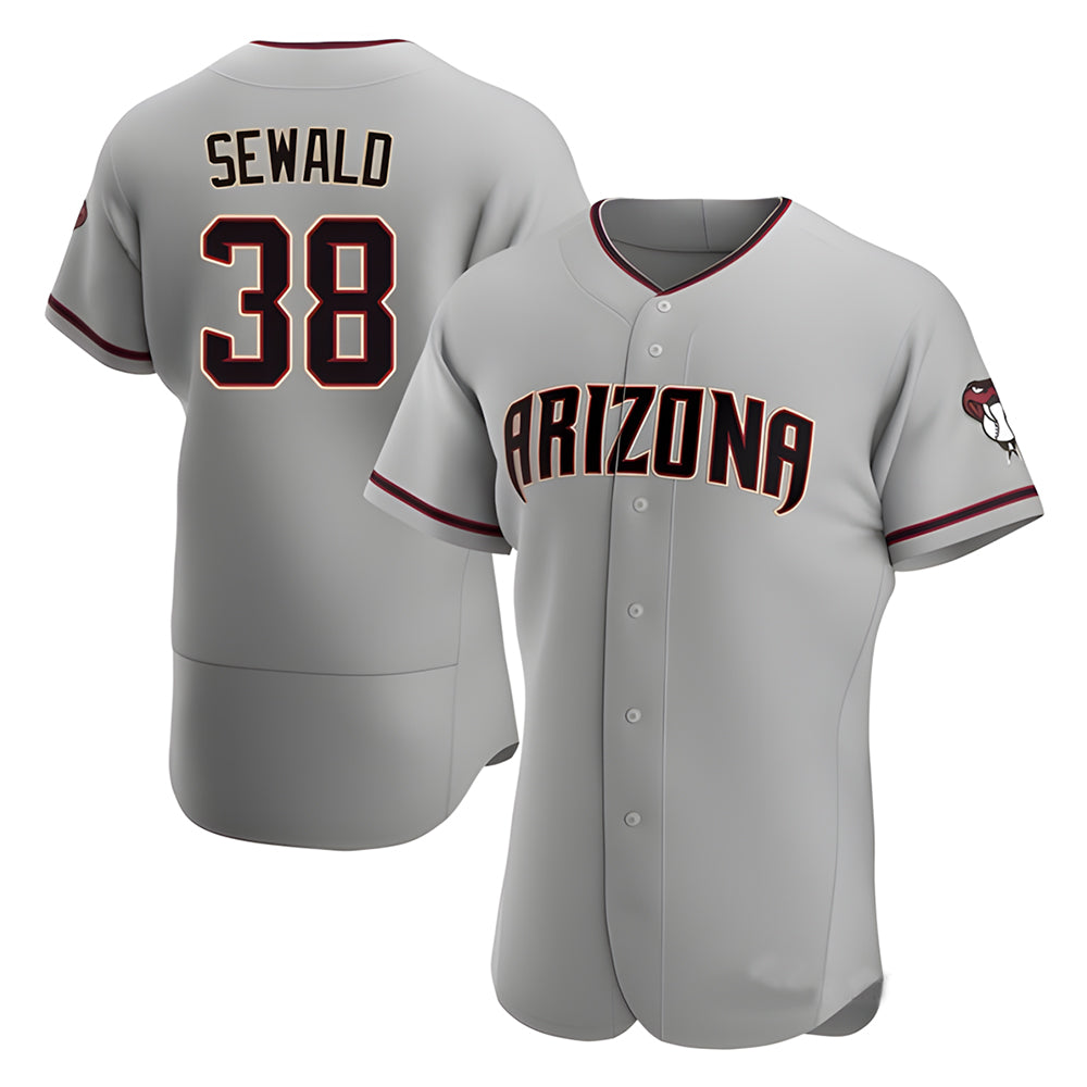 Punc A.Diamondbacks #38 Paul Sewald Player Gray Authentic Road Stitched Jersey