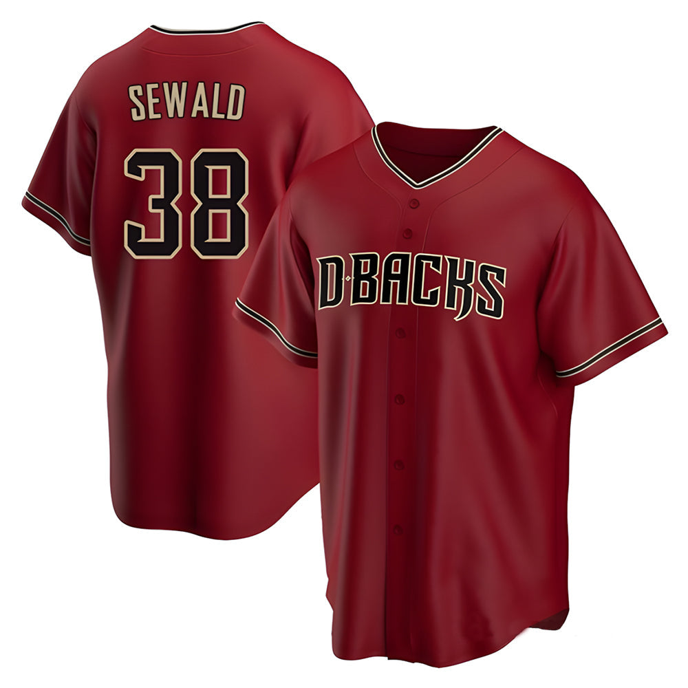 Punc A.Diamondbacks #38 Paul Sewald Player Red Alternate Replica Stitched Jersey