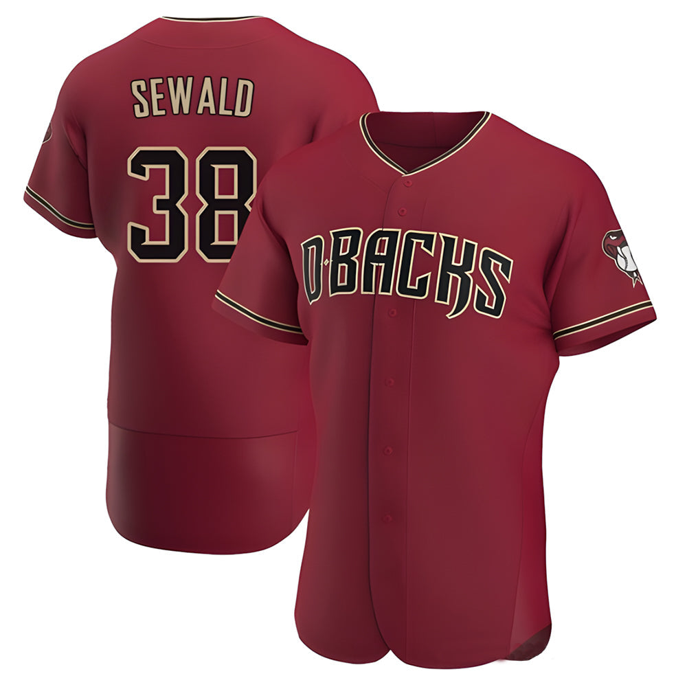 Punc A.Diamondbacks #38 Paul Sewald Player Red Crimson Alternate Stitched Jersey
